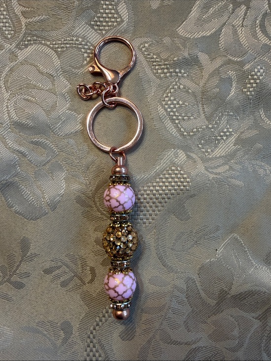 none Accessories - Rose Gold and Pink Beaded Keyring Charm NWOT